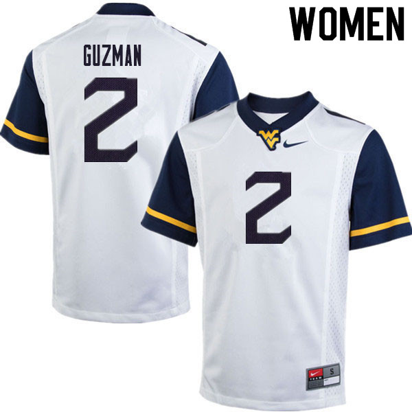 NCAA Women's Noah Guzman West Virginia Mountaineers White #2 Nike Stitched Football College 2020 Authentic Jersey DM23Q15IM